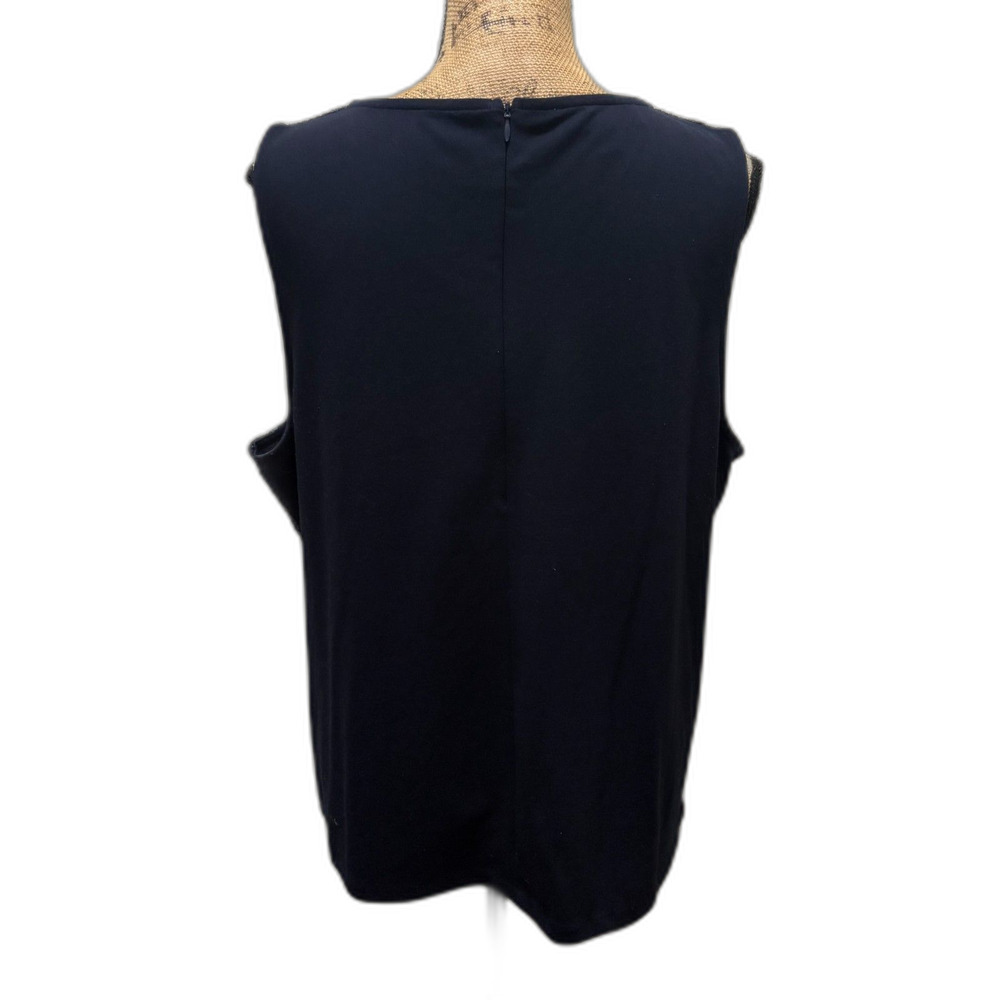RSVP by Talbots Navy Blue Sequin Polka Dot Sleeveless Blouse Chic Party Size XL - Picture 3 of 5